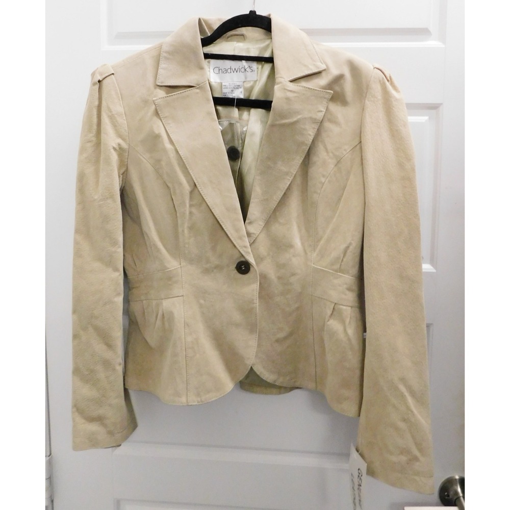 Chadwicks Beige Suede Leather Jacket Womens NWT Size 12